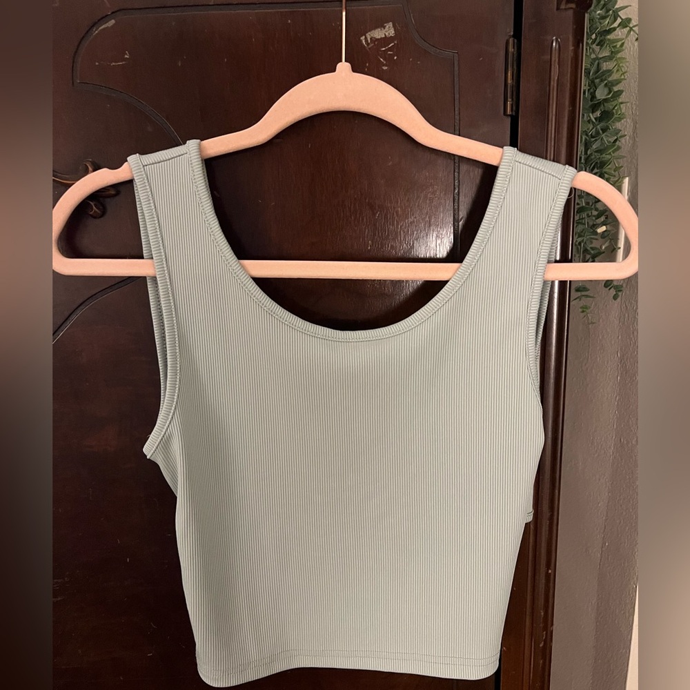 Sage green cropped tank top. Size Medium
